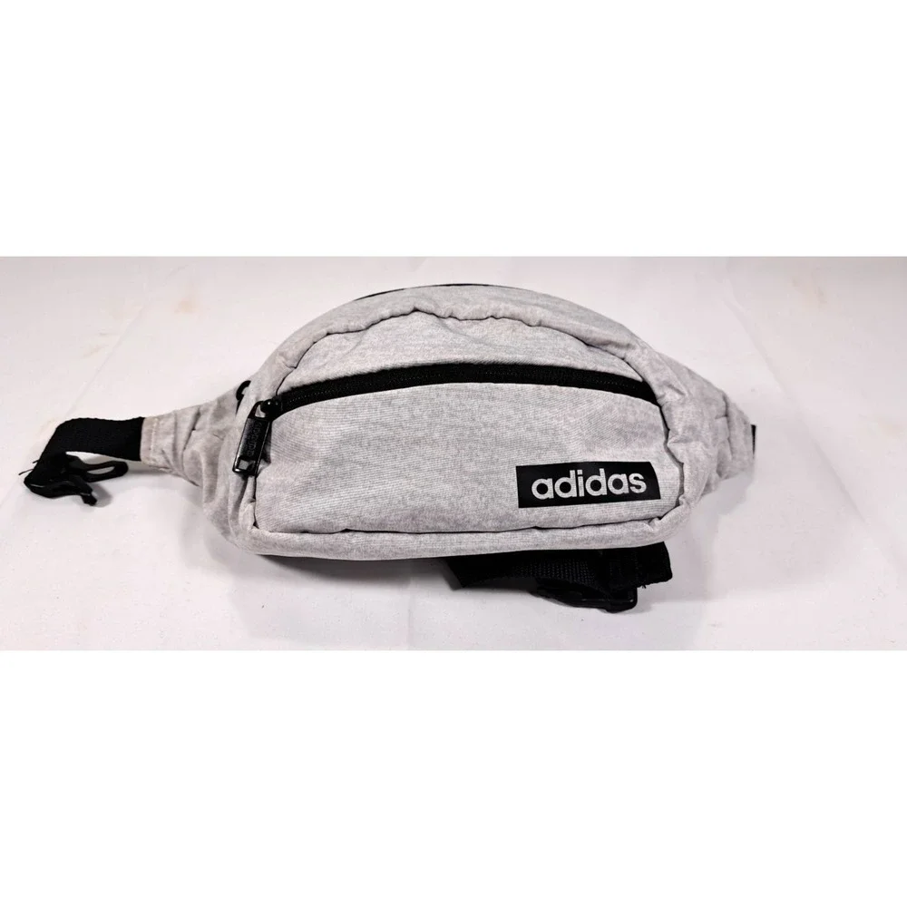 Adidas Waist Bag Fanny Pack Heather Grey Jersey Logo Adjustable Strap Streetwear